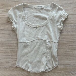 Altar'd State Cream Short Sleeve Top with Bow